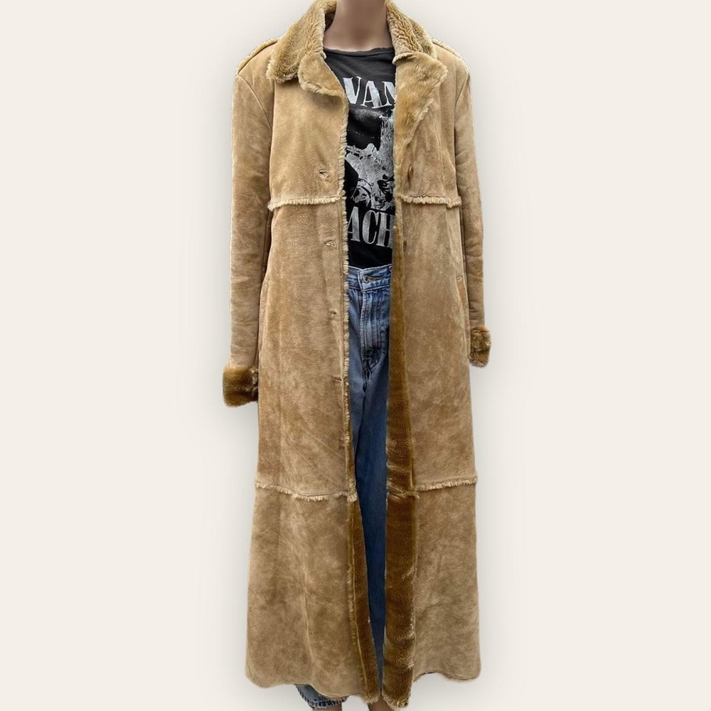 Vintage Long Suede Button-up Trench